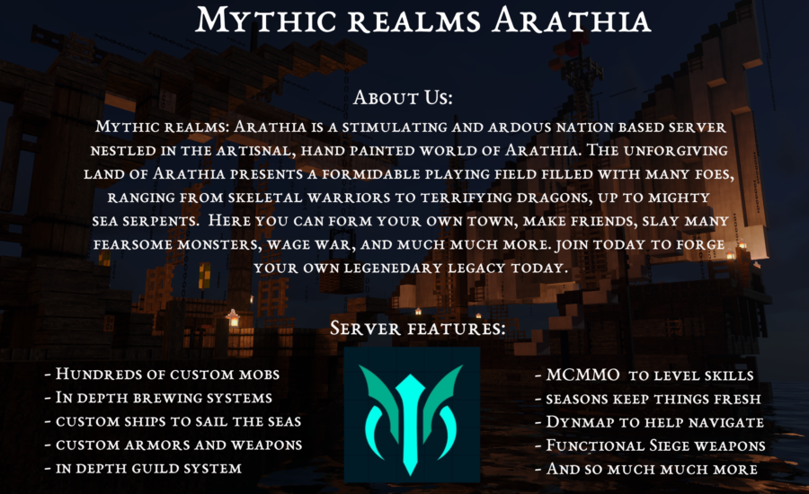 Welcome to Mythic Realms Arathia – A Challenging Survival Nations Server for Mature Minecraft Players