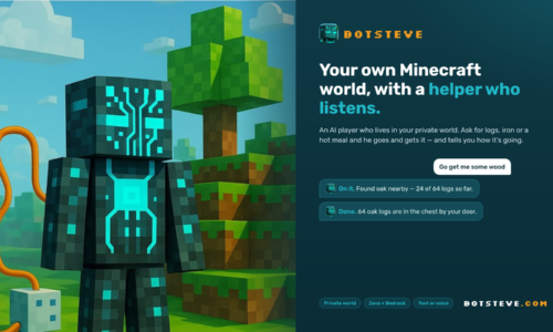 New Minecraft Server Experience BotSteve Introduces AI Companions to Eliminate the Grind in Private Worlds