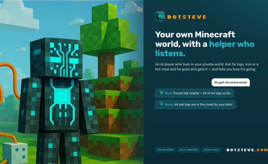 New Minecraft Server Experience BotSteve Introduces AI Companions to Eliminate the Grind in Private Worlds